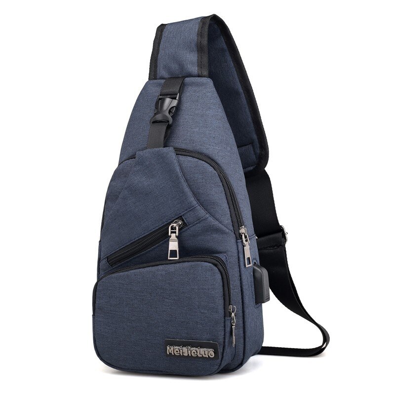 Male Shoulder Bags USB Charging Crossbody Bags Multifunctional Canvas Theft Chest Bags Short Trip Messengers Bag