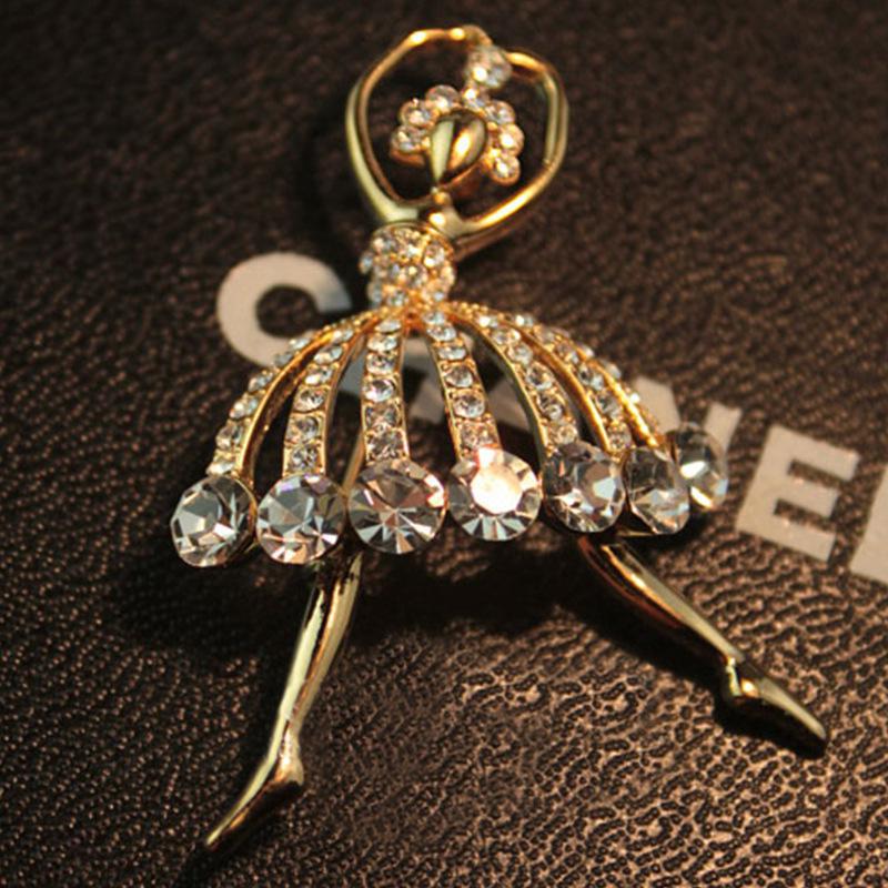 Stylish And Exquisite Crystal Set With Rhinestone Beautiful Flower Skirt Ballerina Ballet Ladies Brooch Ladies Girl Brooch