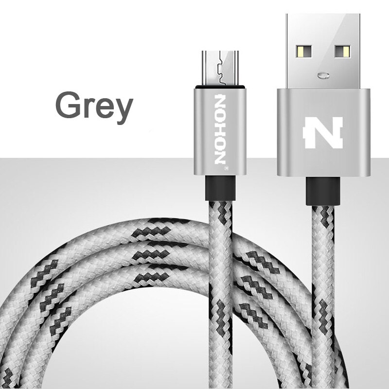 NOHON Micro USB Cable For Samsung Xiaomi Lenovo LG Sony HTC Mobile Phone Nylon USB Charger Cable Fast Charging Microusb Cables: Gray