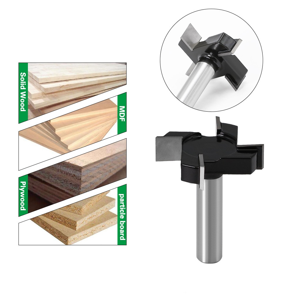 Slab Flattening Router Bit Planing Bit Wood 1/2 inch 12mm Shank 2 inch Cutting Diameter CNC Spoilboard Surfacing Router Bits