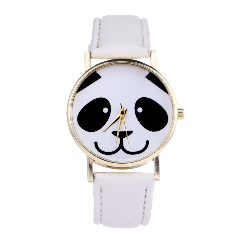 Casual Leuke Panda Horloge Vrouwen Horloges Lederen Band Analoge Quarz Horloges Goedkope Prijs Relogio Feminino Reloj Mujer: white