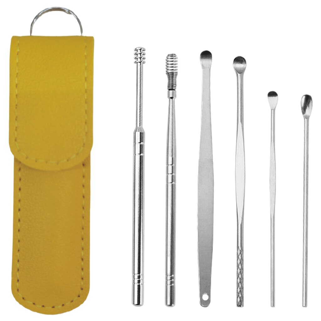 6 Piece Ear Cleaner Tool Stainless Steel Ear Wax Removal Kit Ear Cleaning Spoon Set Ears Tool Ear Pick Tool with Storage Box: Option 6