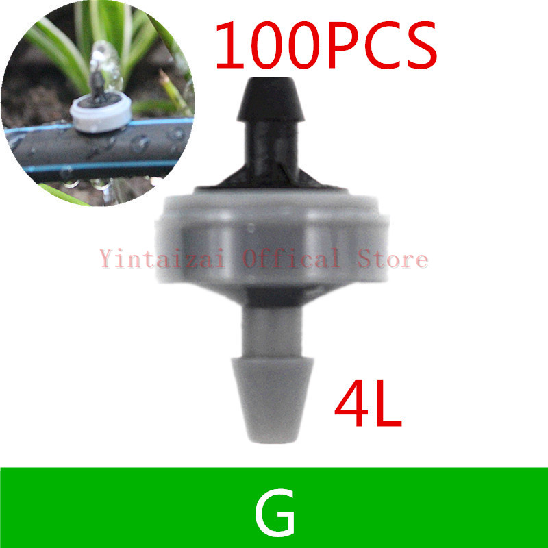 100PCS Pressure Compensating Dripper Adjustable Drippers Flag Emitters For Greenhouse Watering Drip Irrigation Fittings: G   100pcs