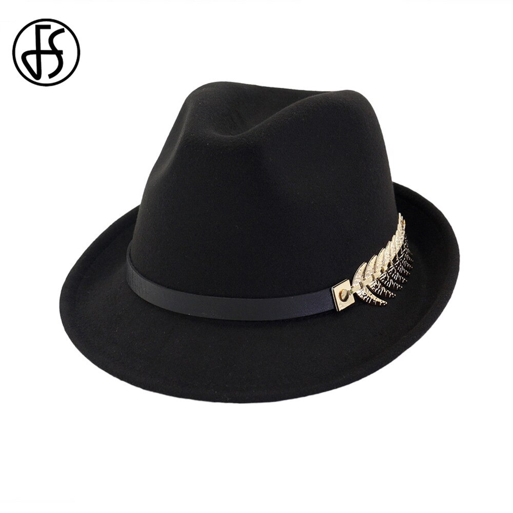 Fs wolvilt dames heren fedora hoed voor lente herfst dame gangster trilby kerk jazz hoeden panama pet zwarte krul rand