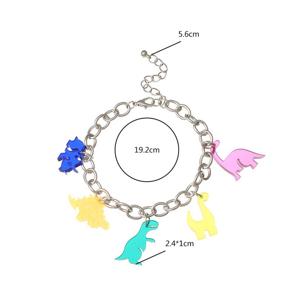 1Pcs Cute Acrylic Dinosaurs Bracelets Candy Colors Resin Cartoon Animal Bracelet Birthday Girls Women Handmade Jewelry