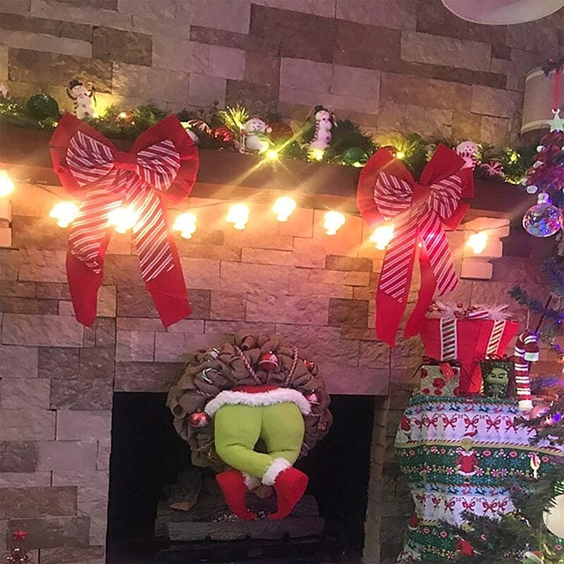 Décorations de noël, couronne en toile de jute, avec jambes en peluche, pour la décoration de noël, pour thanksgiving