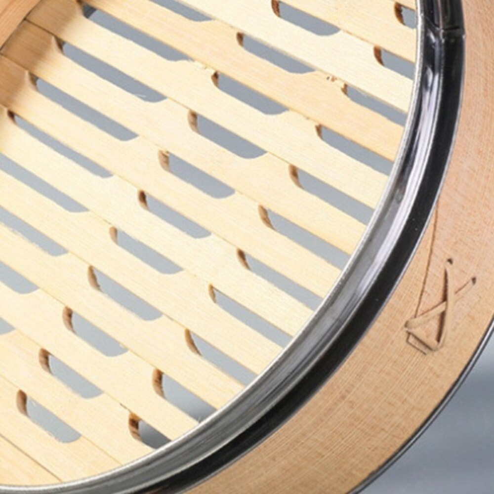 Stainless Steel Edging Bamboo Steamer Dim Sum Dishes Fish Steamer Rack Instant Pot Steamer Basket Wooden Steamed Buns Cookware