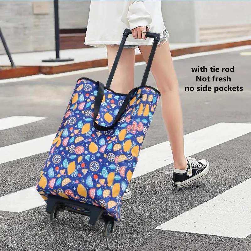 Kleine Pull Winkelwagen Carrying Boodschappentas Outdoor Camping Opvouwbare Trolley Thuis Winkelen Trailer De Markt: Button Lemon