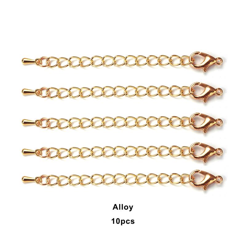 5/10/100pcs/Lot Stainless Steel Extended Extension Tail Chain Lobster Clasps Connector For Bracelet Necklace Jewelry Making: Brown