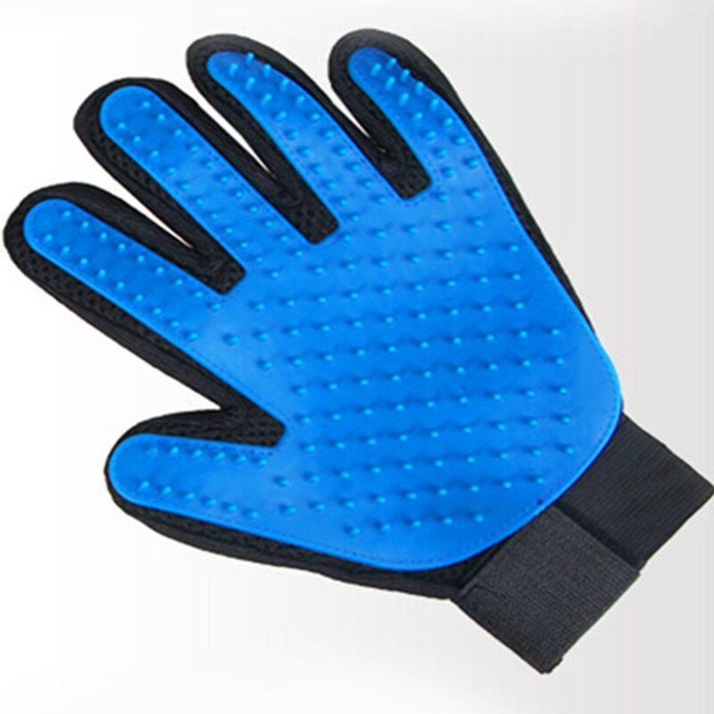 Luva removedora de pelos para animais, escova para remoção de pelos de cachorro e gato, esquerda ou direita, massageador de limpeza materiais de pente: Left blue