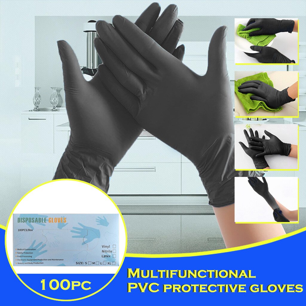Einweg PVC Handschuhe Arbeit Handschuh Rutsch essen Vorbereitung Kochen Handschuhe Küche Lebensmittel Wasserdichte Öl Schutz Reinigung Handschuhe Schwarz