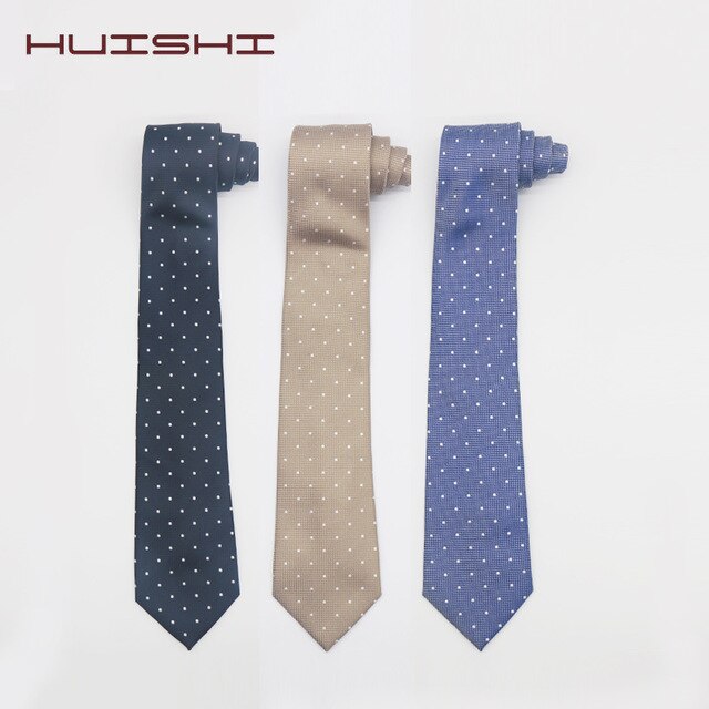 Huishi 8 cm smala prickiga slipsar för män slimmade polyesterhalsslipsar prickiga män polyesterslipsar för herrar
