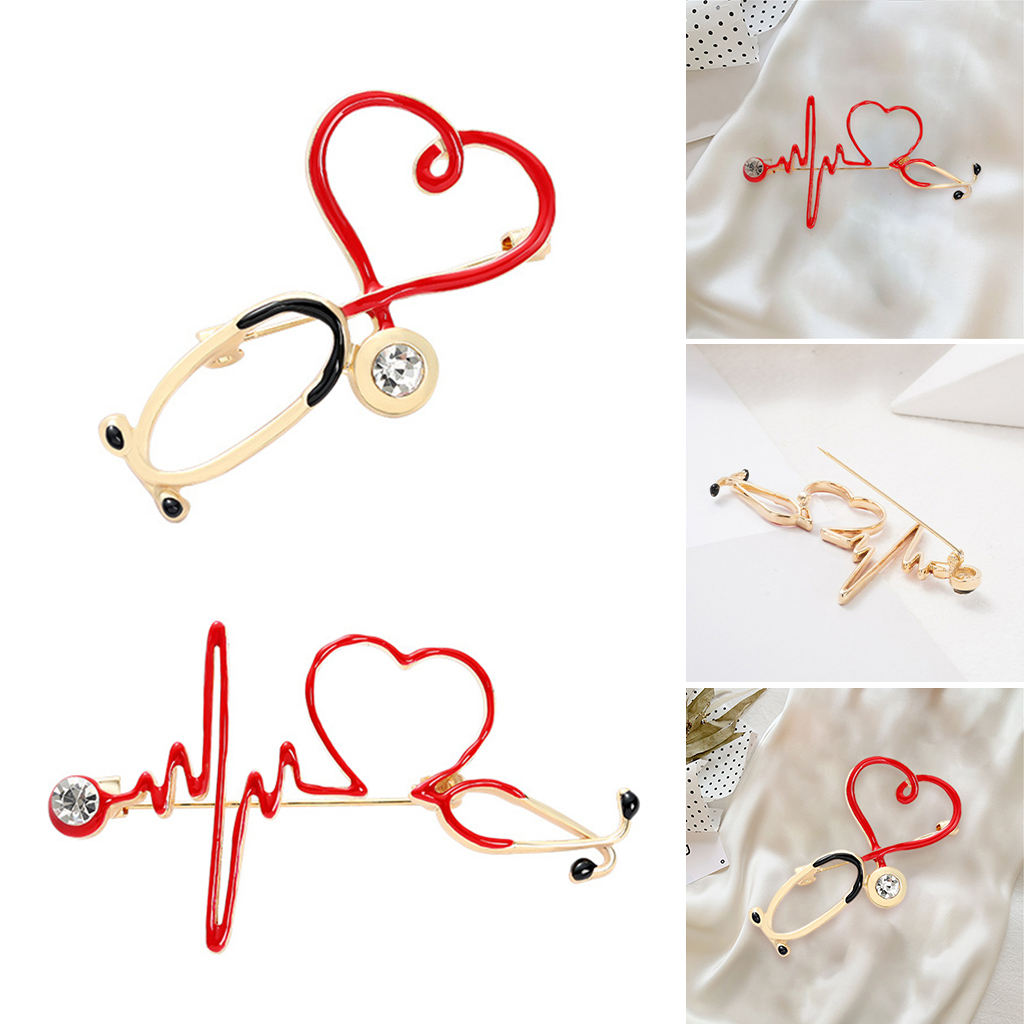 Brosche, anstecknadel, schmuck, ekg, medizin, krankenpflege, kragennadeln, reversnadeln, unisex, damen, schule