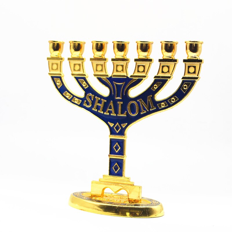 Menora kandelaber shalom jerusalem ljusstake 7 grenad
