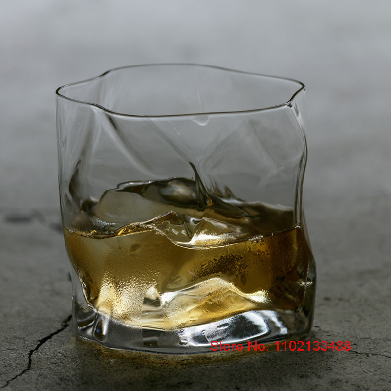 Old Japanese Edo Chamvin Crumple Whiskey Glass Irregular Faceted Der Whiskybecher Crystal Artwork Wine Cup Whisky Tumbler