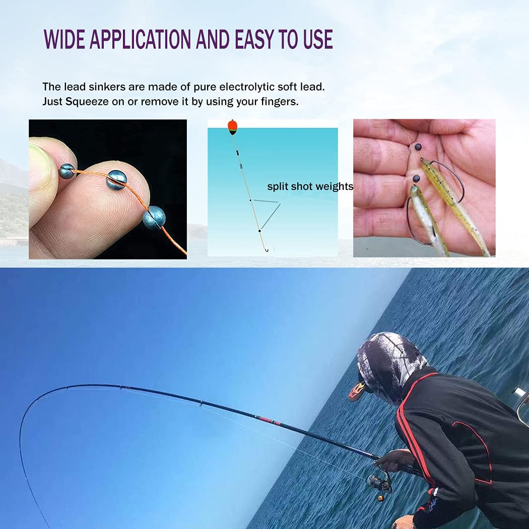 50pcs Round Split Shot Sinker Removable Fishing Weight Sinkers 1B-6B Fishing Accessories Equipment