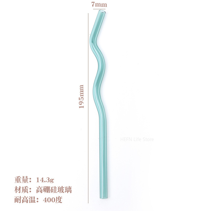 Falista kolorowa przezroczysta słomka robić picia słomka ze szkła borokrzemianowego szklana rurka upominki na przyjęcie barowe szklane słomki wielokrotnego użytku: zgniły zielony