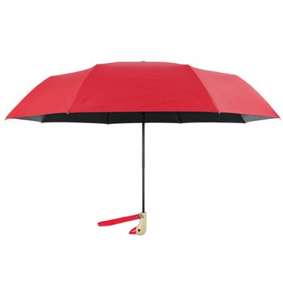 Træ andehoved håndtag paraply  uv 50+  skygge regn eller skinne folde dyr rejse paraply aldrig våd bærbar roman paraply: Rød