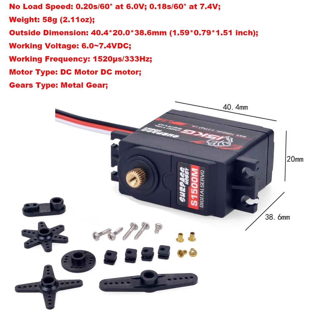 SURPASS HOBBY servo 9g 17g 25g 6kg 9kg 15kg 16kg 20kg 24kg 25kg 30kg Digital Servo for 1/18 1/16 1/12 1/10 1/8 1/7 1/5 rc car: 15KG metal servo