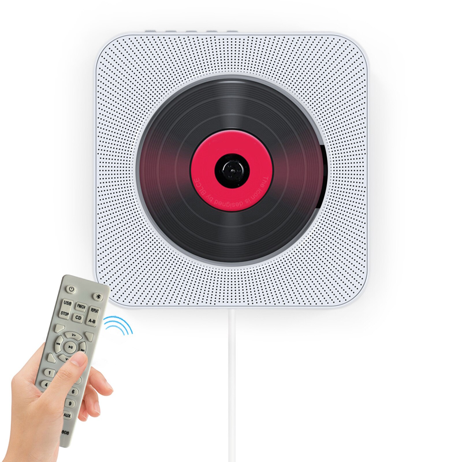 Wall Mounted CD Player Surround Sound FM Radio Bluetooth USB MP3 Disk Portable Music Player Remote Control Home Stereo Speaker
