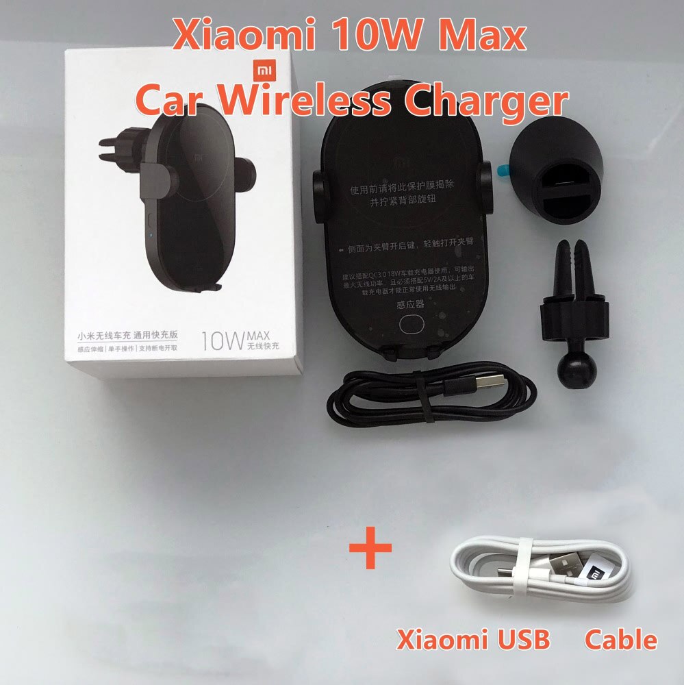 Xiaomi Mi 20W/10w Max Qi Wireless Car Charger Intelligent Infrared Sensor Fast Charging Double cooling Car Phone Holder for Mi 9: 10W n USB Cable