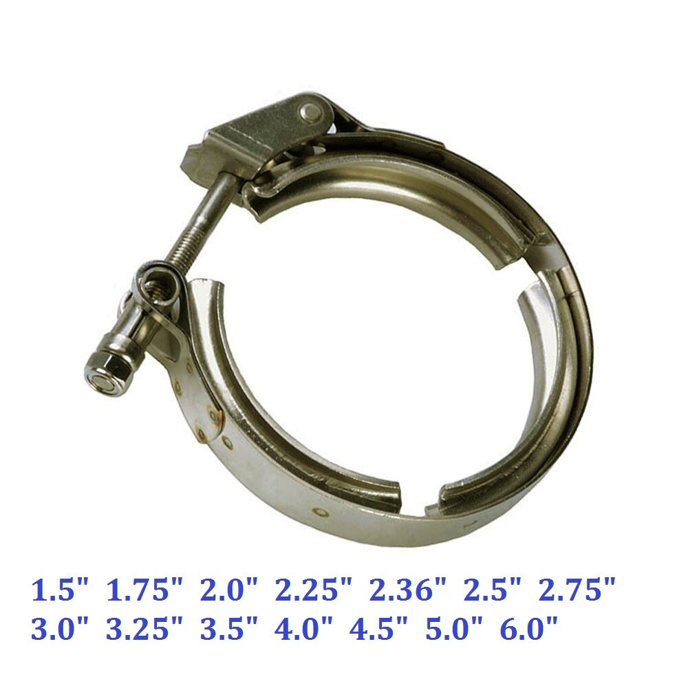 Zuczug 1.5 to 6.0 tommer quick release v band klemme rustfrit stål 304 udstødnings nedløbsrør - kun klemme uden flanger