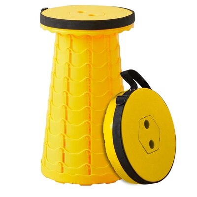 Silla plegable telescópica portátil para exteriores, taburete de plástico ajustable en altura, asiento pequeño para acampar, pescar y salir: Yellow