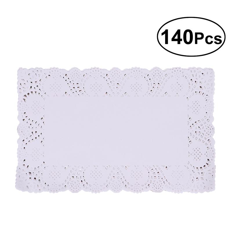 140pcs Disposable Oil-absorbing Rectangle White Lace Paper Doilies Cake Box Liner Packaging Paper Pad: 23x16cm
