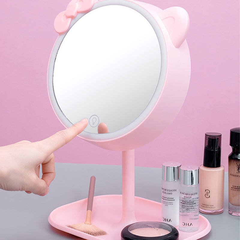 Led Make-Up Spiegel Handheld Usb Oplaadbare Draagbare Multifunctionele Tafellamp Heldere Verstelbare Usb Voor Vrouwen Mannen Make-Up Tool