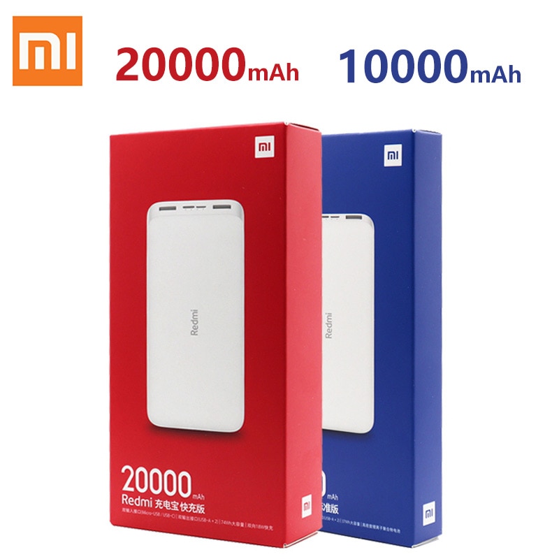 XiaoMi Redmi Power Bank 20000mAh 10000mah 18W Quick Charge XiaoMi Redmi Power Bank Dual USB Two-way Charging Portable Charger