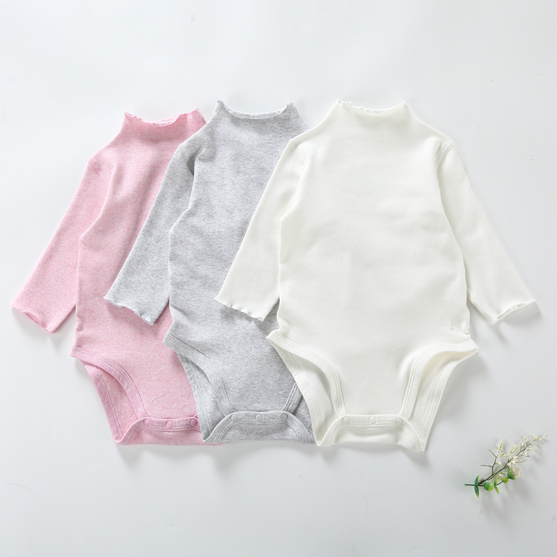 Baby kleding hoge picot hals bodysuit kinderen kleding baby jongens meisjes kleding lange mouwen kinderen kleding solid