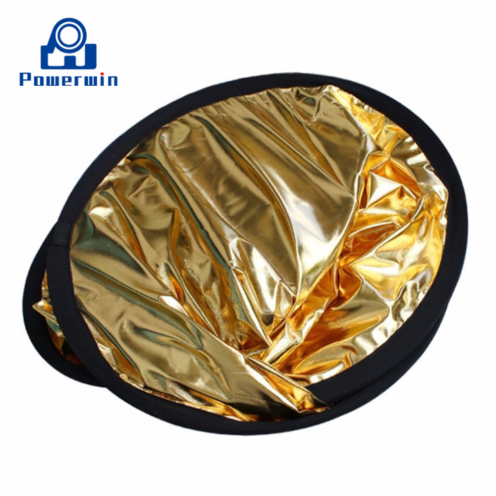 Powerwin 2 in 1 Gold Silver Reflector 60cm Collapsible Disc Diffuser Softbox Photo Studio Video Lighting Backdrop Light Stand