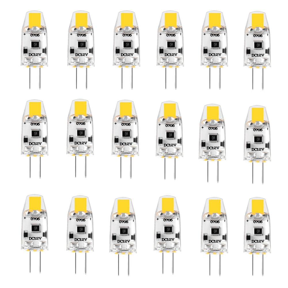 20 Pack G4 LED Bulb 12V DC Dimmable COB LED G4 Lamp Light Bulbs 1.5W 360 Beam Angle Replace 15W Halogen Warm Natural Cool White