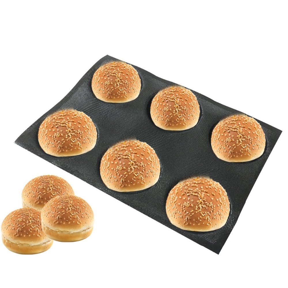 Silikonbullebröd i rund form brödplåt perforerade bageriformar för att baka bröd, hamburgare, bulle, puff, tartelett och mer
