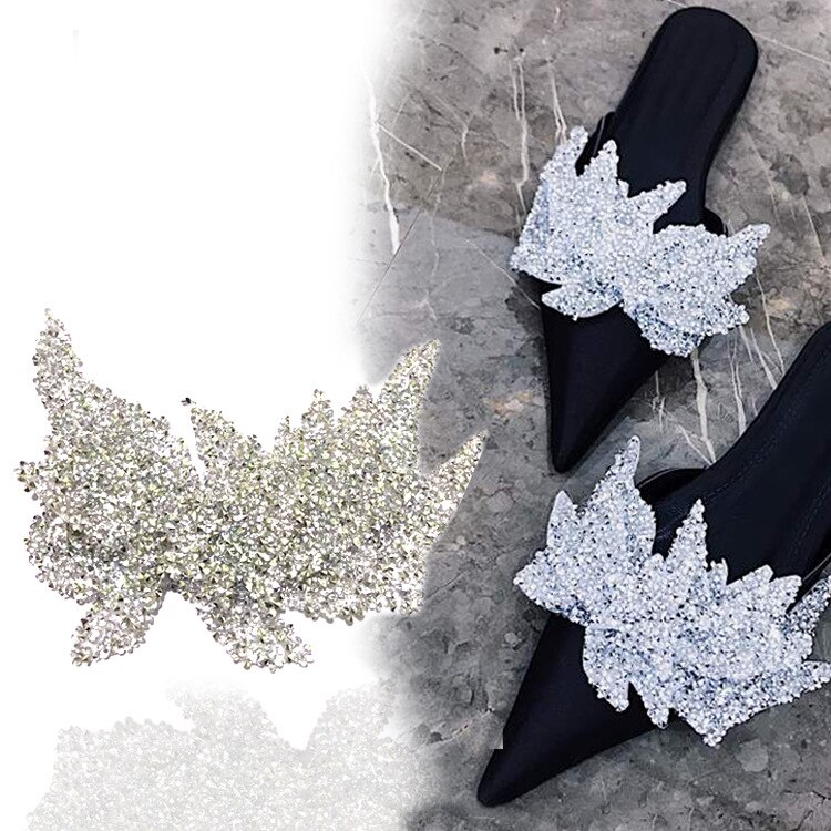 Zapatos de boda plateados brillantes, accesorios para de boda, botas de tacón alto, chanclas, zapatillas, botas hechas a mano, adornos para zapatos