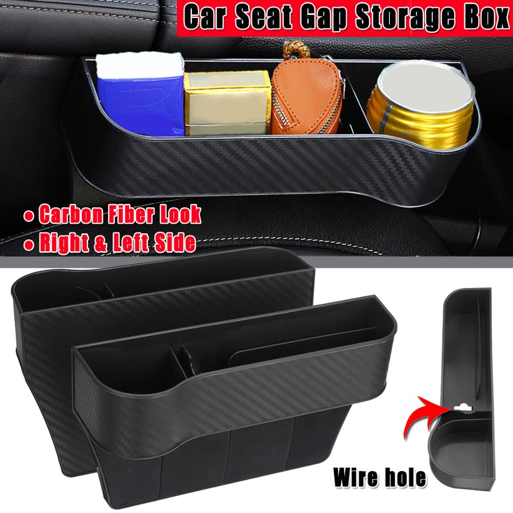 Left / Right Car Seat Crevice Gaps Storage Box ABS Plastic Auto Drink for Pockets Organizers Stowing Tidying Universal: LH RH Carbon Black