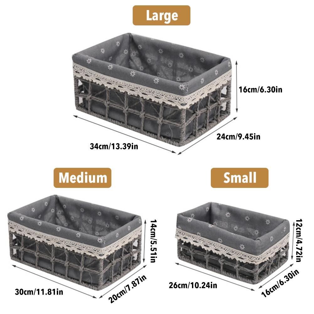 3 uds. Cesta de almacenamiento de mimbre cesta de almacenamiento a prueba de polvo diversos organizador de Juguetes Para el cuarto de baño cestas de organizador hechas a mano