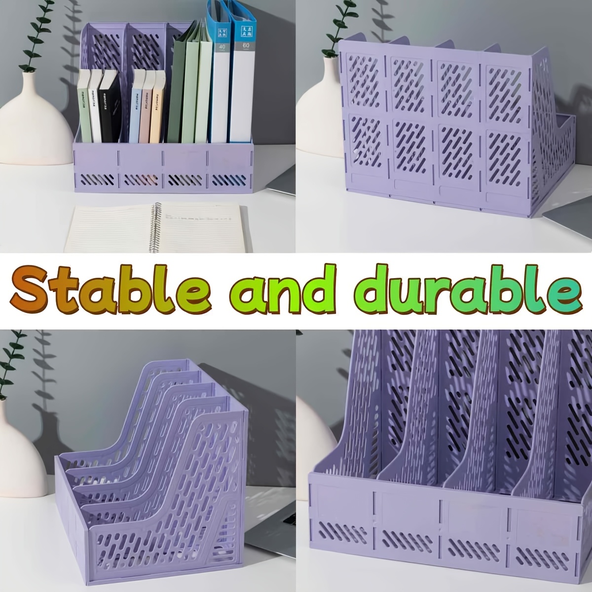 4 clasificadores de archivos de escritorio multicapa con material PP: organizador de documentos para material de oficina, estantería y soluciones de almacenamiento para estudiantes: Rosa