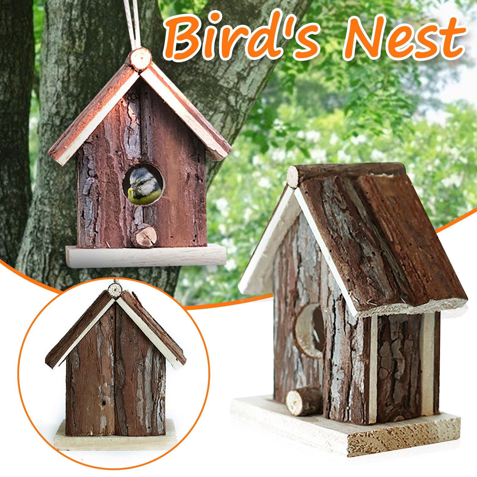 Valley Birdhouse Wooden Hanging Outdoor Rustic Bird House Home Garden Decor Hanging Diy craft bird house
