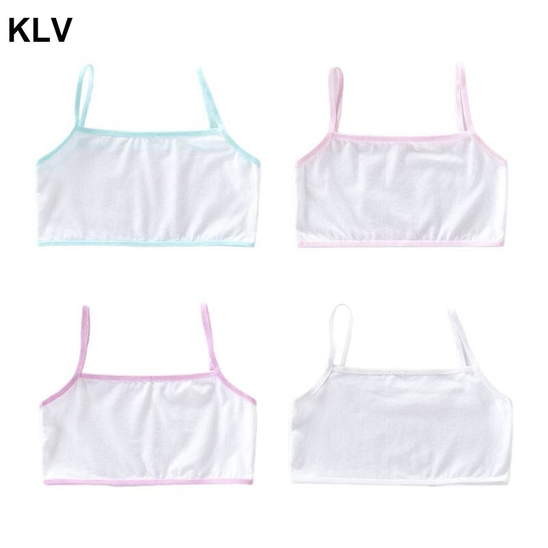 Puberty Girls Cotton Sports Training Bra Spaghetti Straps Breathable Underwear Non Padded Wire Free Cami Crop Top