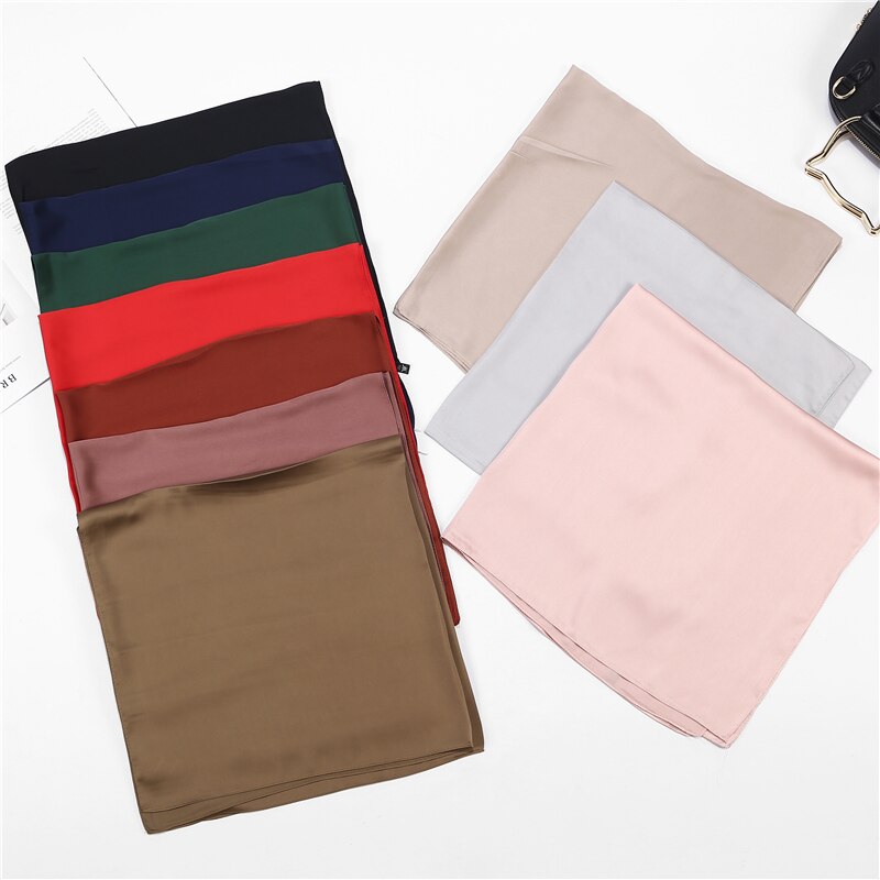 70*70cm Imitation soie doux solide écharpe pour les femmes foulard carré foulards bureau dame accessoires sac vêtements ornement
