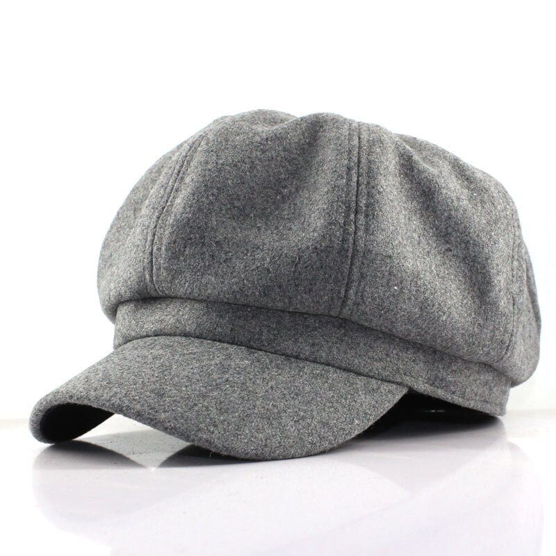 låve Oktagon Hatt - Britisk Stil Ull Baret - Høst/Vinter uformelt Lue til takrenne: Grå