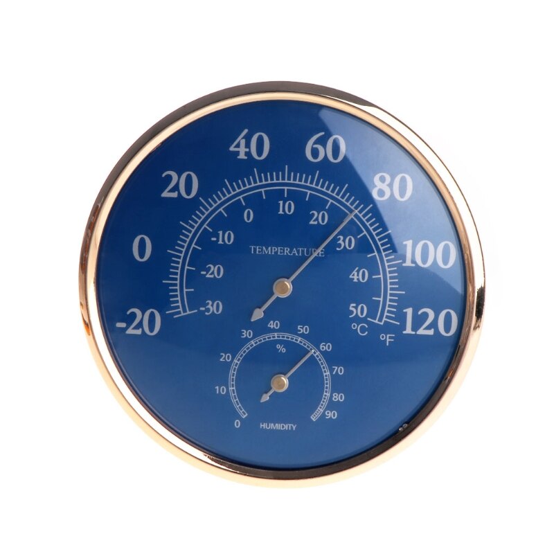 Large Round Thermometer Hygrometer Temperature Humidity Monitor Meter Gauge Blue