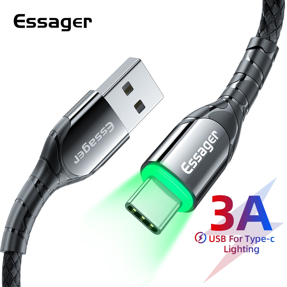 Essager USB Type C Cable 3A Fast USB Charging Micro Data Cord USB-C Charger Mobile Phone USBC Wire Cord For Samsung S20 Xiaomi