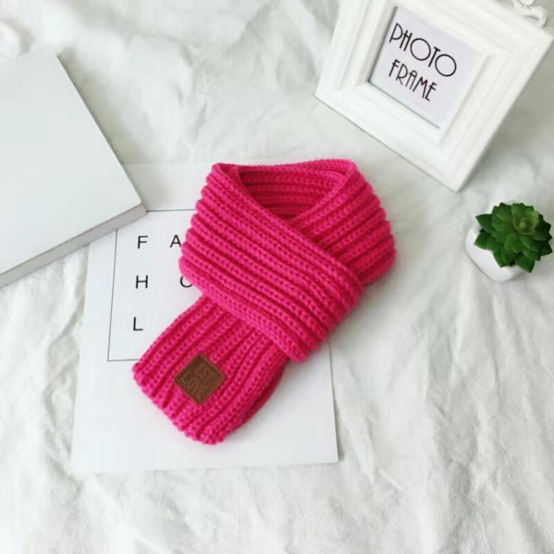 Schoolmeisje Schattige Kleine Sjaal Herfst Winter Festival Effen Kleur Veelzijdige Warme Gebreide Wol Korte Leuke Sjaal Voor Volwassenen: Rose Rood