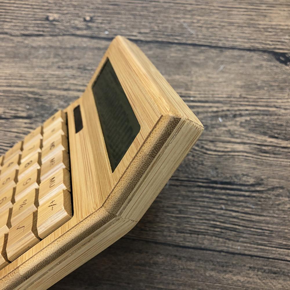 Durable and Practical Functional Desktop Calculator Solar Power Bamboo Calculators with 12-digit Large Display