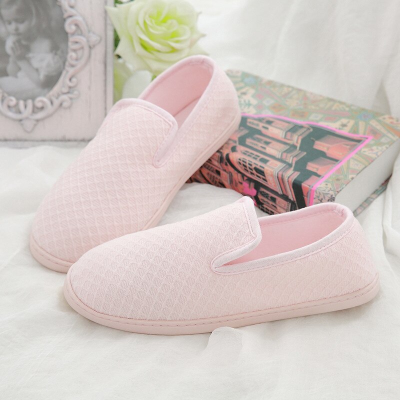 ¡Novedad de primavera-verano ! Zapatillas de casa con relleno de algodón, transpirables, zapatillas interiores de algodón para mujer, zapatillas con suela exterior blanda.: Pink / 6