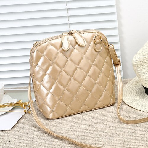 PU Crossbody Bags for Women Mini European and American Casual Women Shoulder Messenger Bag Female Bags: Gold