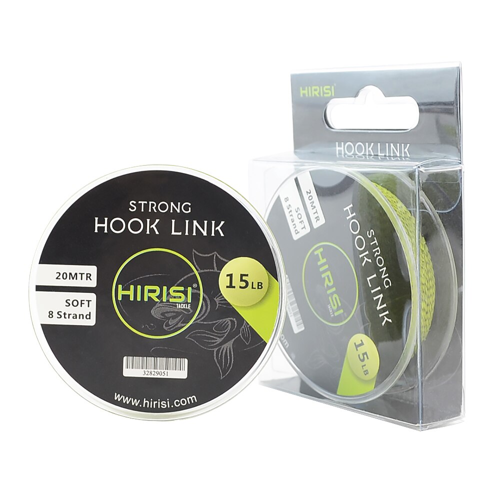 2 pçs linha de pesca da carpa 8 strand trançado gancho ligação 20m três tamanho grossa carpa equipamento de pesca: 15LB