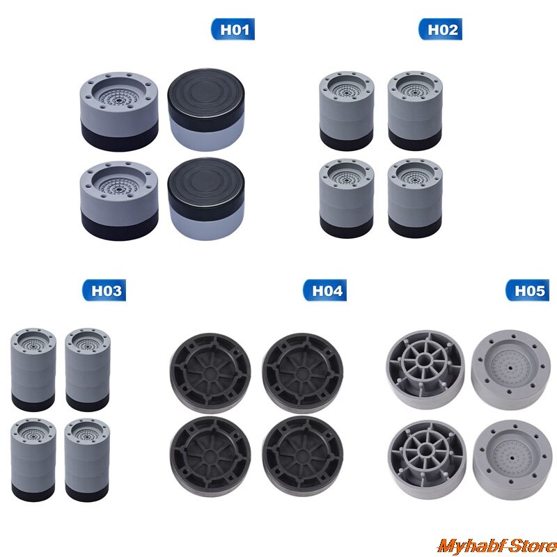 4Pcs Washing Machine Rubber Non-Slip Anti Vibration Feet Pads Universal Shockproof Mat Air Conditioner Refrigerator Base Pads